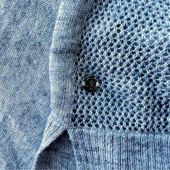 Lululemon Well Being Crew Sweater Linen blend Heathered Speckle Blue oversized M - Picture 7 of 7